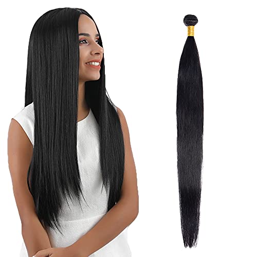 Zeslaerr Echthaar Perücke Bundles Human Hair Extensions 1B Natural Black Color 8A Grade Unprocessed Brazilian Virgin Menschliches Haar Straight Bundles No Weft Knotless For Women 12 Inch von Zeslaerr