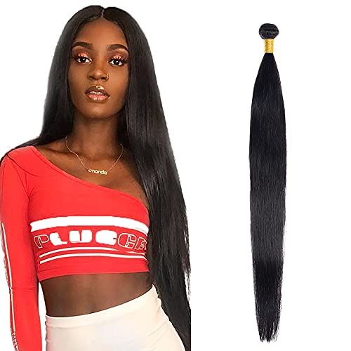 Zeslaerr Echthaar Perücke Bundles Human Hair Extensions 1B Natural Black Color 8A Grade Unprocessed Brazilian Virgin Menschliches Haar Straight Bundles No Weft Knotless For Women 14 Zoll von Zeslaerr