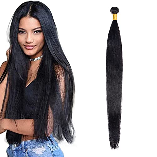 Zeslaerr Echthaar Perücke Bundles Human Hair Extensions 1B Natural Black Color 8A Grade Unprocessed Brazilian Virgin Menschliches Haar Straight Bundles No Weft Knotless For Women 22 Zoll von Zeslaerr