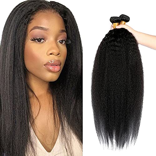 Zeslaerr Echthaar Perücke Bundles Human Hair Extensions 1B Natural Black Color 8A Grade Unprocessed Brazilian Virgin Menschliches Haar Yaki Straight Bundles No Weft Knotless For Women 14 16 18 Inch von Zeslaerr