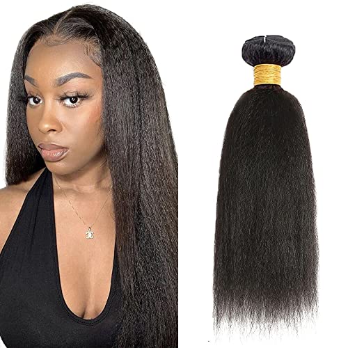 Zeslaerr Echthaar Perücke Bundles Human Hair Extensions 1B Natural Black Color 8A Grade Unprocessed Brazilian Virgin Menschliches Haar Yaki Straight Bundles No Weft Knotless For Women 16 Inch von Zeslaerr