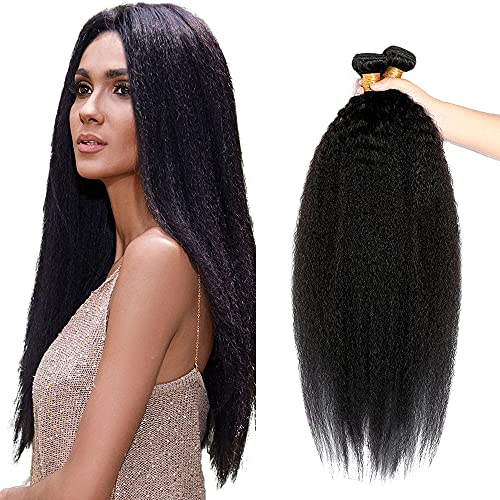 Zeslaerr Echthaar Perücke Bundles Human Hair Extensions 1B Natural Black Color 8A Grade Unprocessed Brazilian Virgin Menschliches Haar Yaki Straight Bundles No Weft Knotless For Women 18 20 22 Inch von Zeslaerr
