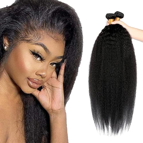Zeslaerr Echthaar Perücke Bundles Human Hair Extensions 1B Natural Black Color 8A Grade Unprocessed Brazilian Virgin Menschliches Haar Yaki Straight Bundles No Weft Knotless For Women 20 22 24 Zoll von Zeslaerr