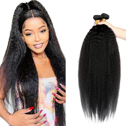 Zeslaerr Echthaar Perücke Bundles Human Hair Extensions 1B Natural Black Color 8A Grade Unprocessed Brazilian Virgin Menschliches Haar Yaki Straight Bundles No Weft Knotless For Women 22 24 26 Inch von Zeslaerr