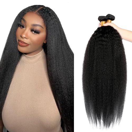 Zeslaerr Echthaar Perücke Bundles Human Hair Extensions 1B Natural Black Color 8A Grade Unprocessed Brazilian Virgin Menschliches Haar Yaki Straight Bundles No Weft Knotless For Women 24 26 28 Zoll von Zeslaerr