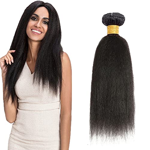 Zeslaerr Echthaar Perücke Bundles Human Hair Extensions 1B Natural Black Color 8A Grade Unprocessed Brazilian Virgin Menschliches Haar Yaki Straight Bundles No Weft Knotless For Women 24 Inch von Zeslaerr