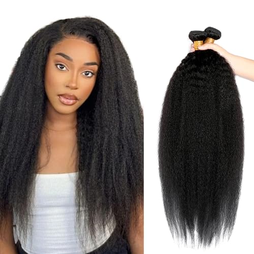 Zeslaerr Echthaar Perücke Bundles Human Hair Extensions 1B Natural Black Color 8A Grade Unprocessed Brazilian Virgin Menschliches Haar Yaki Straight Bundles No Weft Knotless For Women 26 28 30 Inch von Zeslaerr
