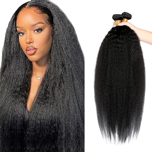 Zeslaerr Echthaar Perücke Bundles Human Hair Extensions 1B Natural Black Color 8A Grade Unprocessed Brazilian Virgin Menschliches Haar Yaki Straight Bundles No Weft Knotless For Women 30 32 34 Inch von Zeslaerr