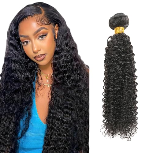 Zeslaerr Echthaar Perücke Bundles Human Hair Extensions 1B Natural Black Color 8A Grade Menschliches Haar kinky Curly Bundles No Weft Knotless For Women 30 Zoll von Zeslaerr