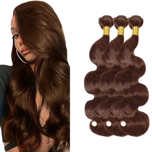 Zeslaerr Echthaar Perücke Bundles Human Hair Extensions Chocolate Brown Color 8A Grade Brazilian Virgin Menschliches Haar Body Wave Bundles No Weft Knotless For Women 28 28 28 Inch von Zeslaerr
