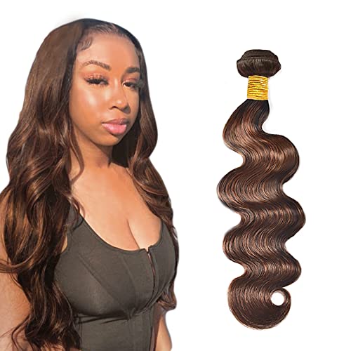 Zeslaerr Echthaar Perücke Bundles Human Hair Extensions P4/30 Highlight Brown Color 8A Grade Brazilian Virgin Menschliches Haar Body Wave Bundles No Weft Knotless For Women 22 Inch von Zeslaerr