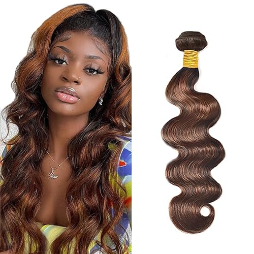 Zeslaerr Echthaar Perücke Bundles Human Hair Extensions P4/30 Highlight Brown Color 8A Grade Brazilian Virgin Menschliches Haar Body Wave Bundles No Weft Knotless For Women 26 Inch von Zeslaerr