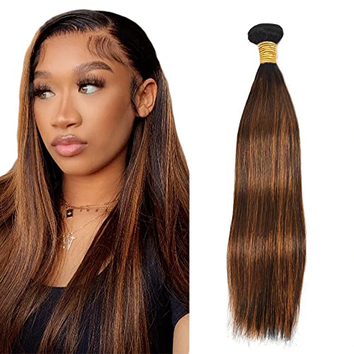 Zeslaerr P4/30 Highlight Brown Color Echthaar Perücke Bundles Human Hair Extensions 8A Grade Unprocessed Brazilian Virgin Menschliches Haar Straight Bundles No Weft Knotless For Women 16 Zoll von Zeslaerr