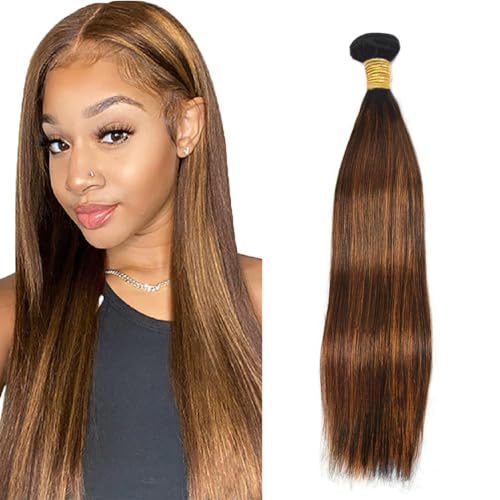 Zeslaerr P4/30 Highlight Brown Color Echthaar Perücke Bundles Human Hair Extensions 8A Grade Unprocessed Brazilian Virgin Menschliches Haar Straight Bundles No Weft Knotless For Women 26 Inch von Zeslaerr