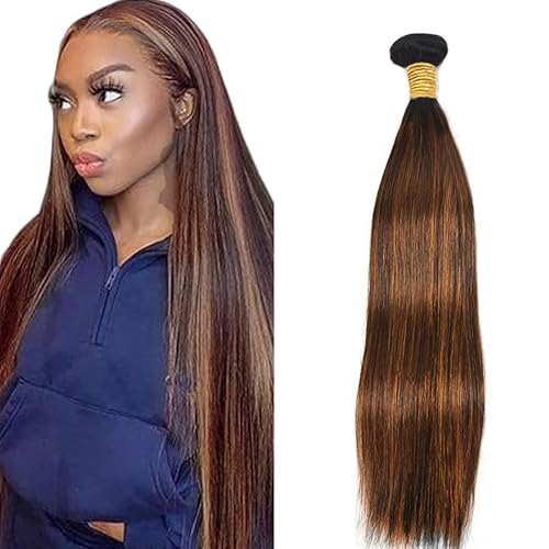 Zeslaerr P4/30 Highlight Brown Color Echthaar Perücke Bundles Human Hair Extensions 8A Grade Unprocessed Brazilian Virgin Menschliches Haar Straight Bundles No Weft Knotless For Women 28 Zoll von Zeslaerr