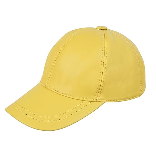 Zessano Echtleder Baseballkappe für Herren und Damen - 100% Schafsleder Unisex Baseball Cap - Verstellbar, Einfarbig, Einheitsgröße, Sonnenmütze (Gelb) von Zessano