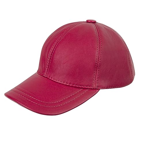 Zessano Echtleder Baseballkappe für Herren und Damen - 100% Schafsleder Unisex Baseball Cap - Verstellbar, Einfarbig, Einheitsgröße, Sonnenmütze (Kirsche) von Zessano