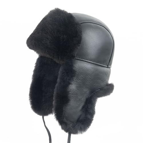 Zessano Leder Flieger Russische Ushanka Trapper Winter Pelz Hut - Unisex Shearling 100% Leder Schaffell Hüte für Männer Frauen von Zessano