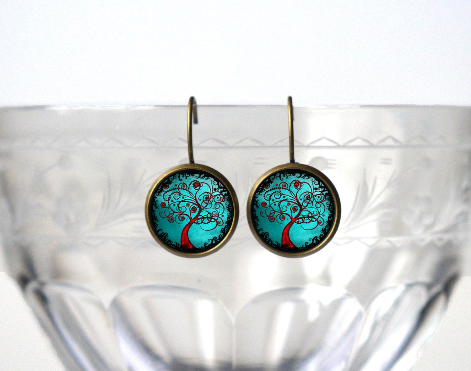 Baum Des Lebens Ohrringe - Schmuck Einzigartige Kunst Geschenke Für Sie Türkis von ZestGifts