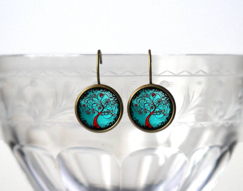 Baum Des Lebens Ohrringe - Schmuck Einzigartige Kunst Geschenke Für Sie Türkis von ZestGifts