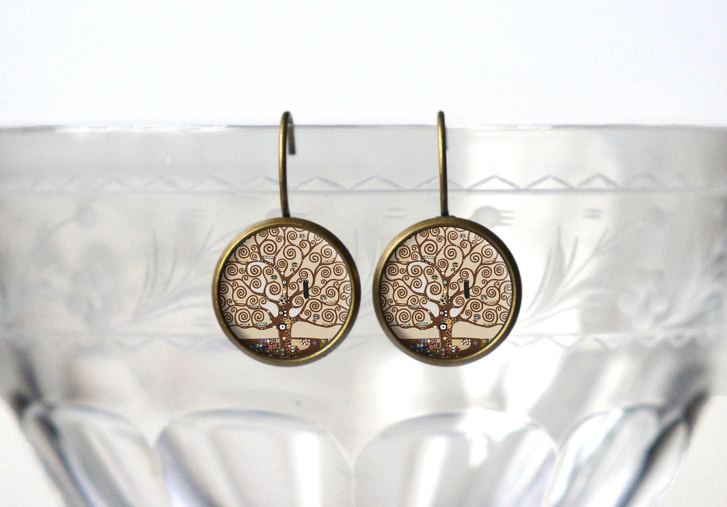 Baum Des Lebens Schmuck - Ohrringe Niedliche Gustav Klimt Bronze 14 Mm Ohrhänger Kunst Geschenkideen Für Sie von ZestGifts