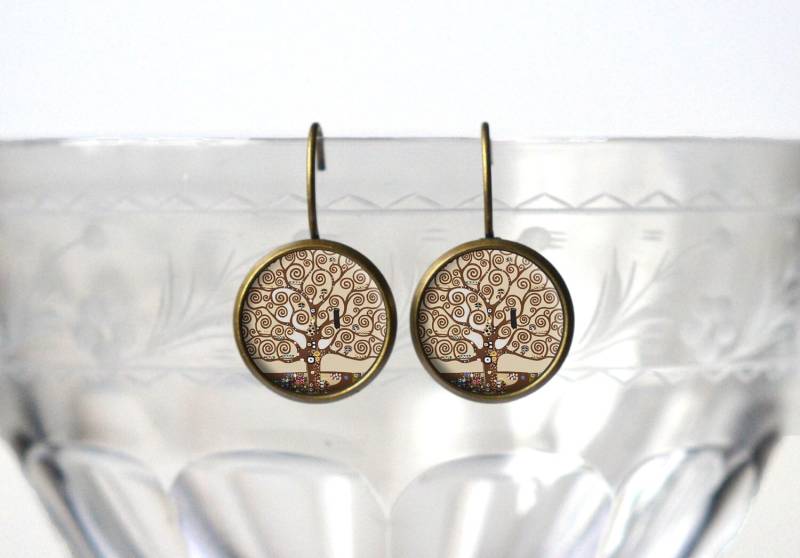Baum Des Lebens Schmuck - Ohrringe Niedliche Gustav Klimt Bronze 14 Mm Ohrhänger Kunst Geschenkideen Für Sie von ZestGifts