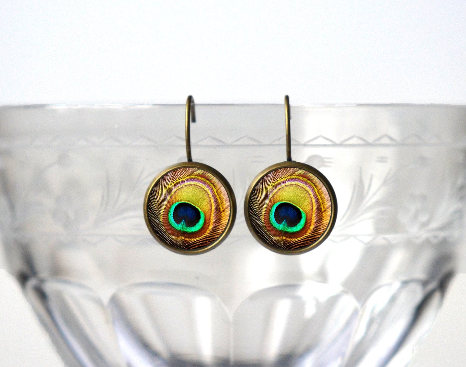 Pfauenfeder Ohrringe - Schmuck Einzigartige Bronze Geschenke Für Sie Vogel Zubehör von ZestGifts