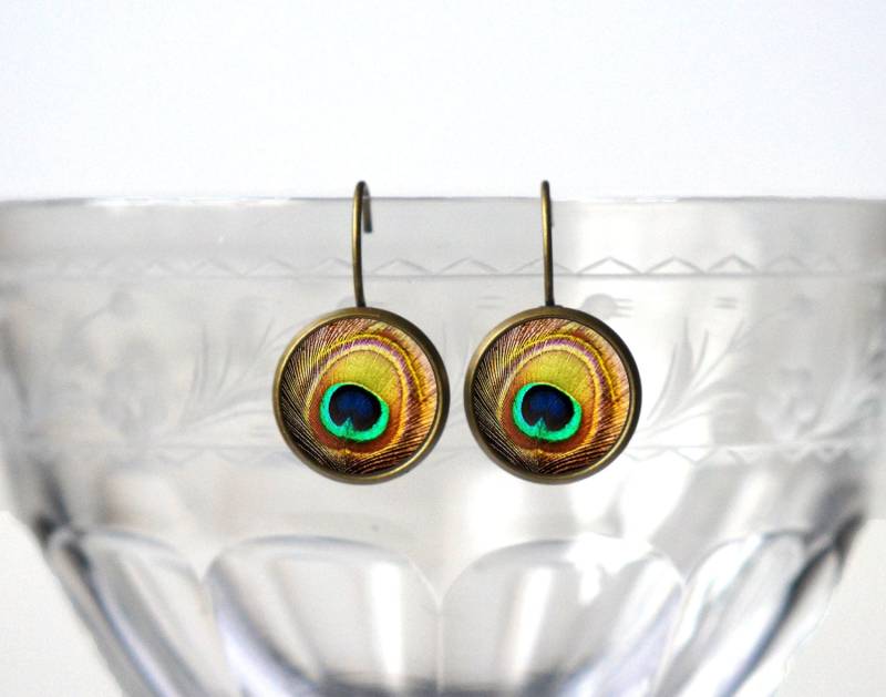 Pfauenfeder Ohrringe - Schmuck Einzigartige Bronze Geschenke Für Sie Vogel Zubehör von ZestGifts