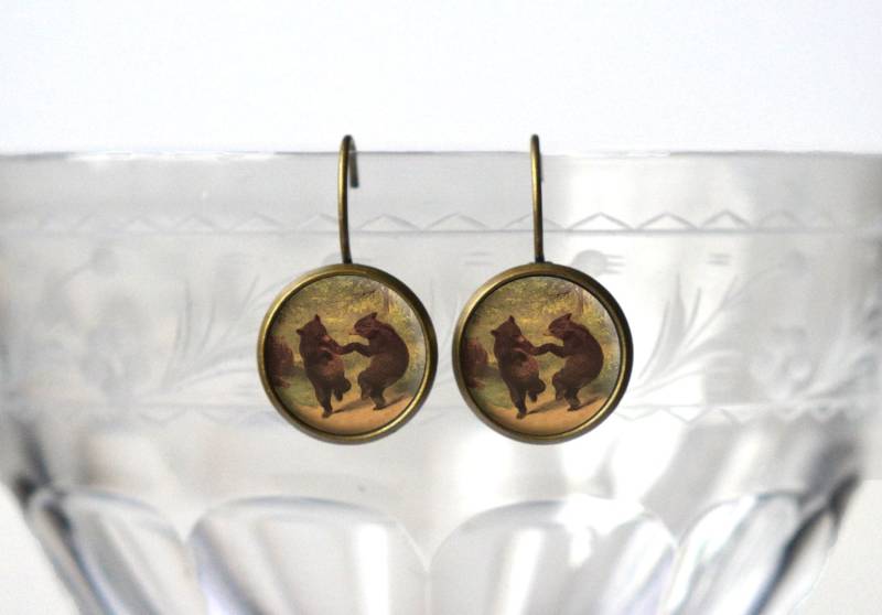 Tanzende Bären Ohrringe - Lustiger Schmuck Humor Kunst Geschenke Für Frauen Niedliche Einzigartige Bronze 14 Mm Ohrhänger von ZestGifts