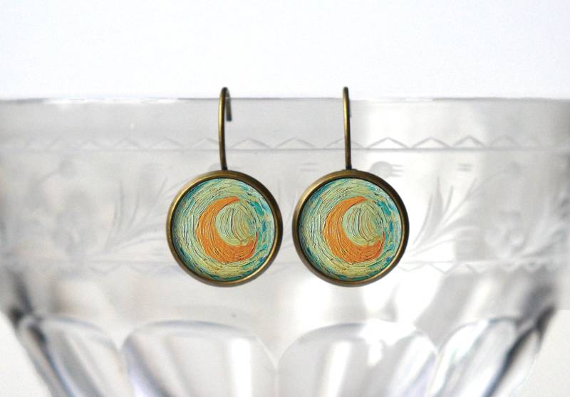 Van Gogh Mond Ohrringe - Vincent Van Jewery Einzigartige Kunst Geschenke Für Frauen Niedliche Bronze 14 Mm Leverback von ZestGifts