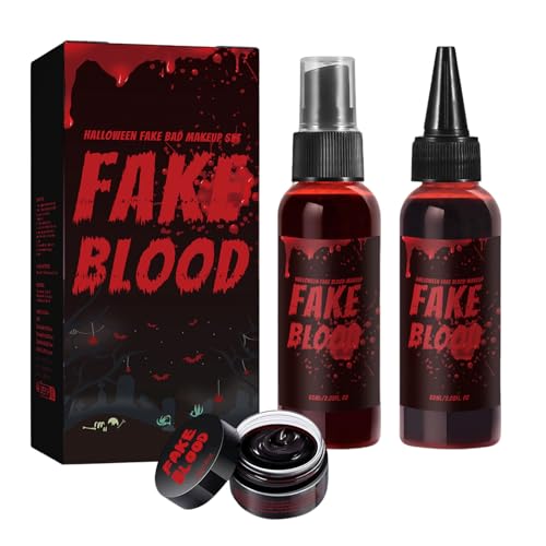 Halloween Fake Blut - Realistisches tropfendes flüssiges Sprüh-Fundament | 60 ml waschbares Horrorzubehör mit tiefrotem Farbeffekt für das Party-Kostüm Kostüm Halloween Fake Blut - Realistisches tropfendes flüssiges Sprüh-Fundament | 60 ml waschbares Horrorzubehör mit tiefrotem Farbeffekt für das Party-Kostüm Kostüm von Zestivra