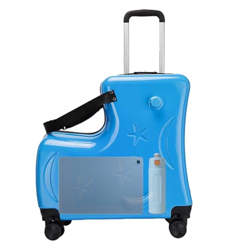 Reitkoffer – Reisegepäck für Kinder mit integriertem Lenker, lustiger Rollkoffer für junge Reisende im Alter von 6 bis 12 Jahren, perfekter Begleiter auf Reisen oder im Urlaub, seeblau, Refer to von Zestivra