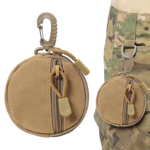 Runde Münzgeldbörse – leichte Taschengeldbörse | kompakte Mini-Aufbewahrungstasche, Reißverschluss Kleingeldhandtasche, Helmtasche, Mehrzweck-Reise-Organizer für Camping, Rand, Schlamm, Se référer au von Zestivra