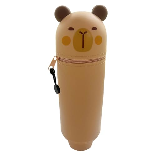 Teleskop-Bleistift-Organizer – Capybara-Stift-Aufbewahrungstasche, Reißverschluss-Schreibwaren-Halter | Kompaktes Schreibtischzubehör-Set mit Anim-Tasche von Zestivra
