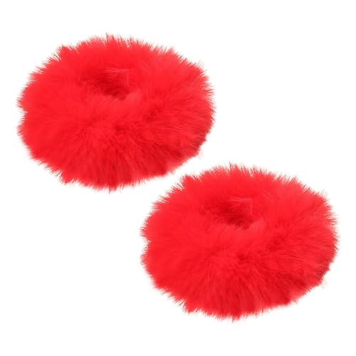 Zestivra Elastische flauschige Haargummis, künstliche Kaninchenfell-Haargummis, Pferdeschwanzhalter-Haarschmuck für Frauen Mädchen (2 Stück der gleichen Farbe) von Zestivra
