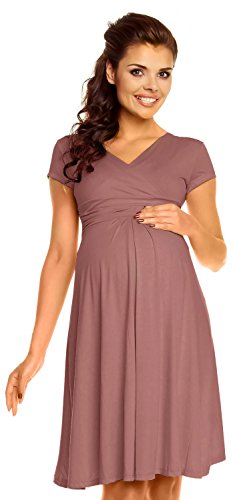 Zeta Ville - Damen - Umstandskleid - Kurzarm - Sommerkleid für Schwangere - 108c (Cappuccino, 44, 2XL) von Zeta Ville Fashion