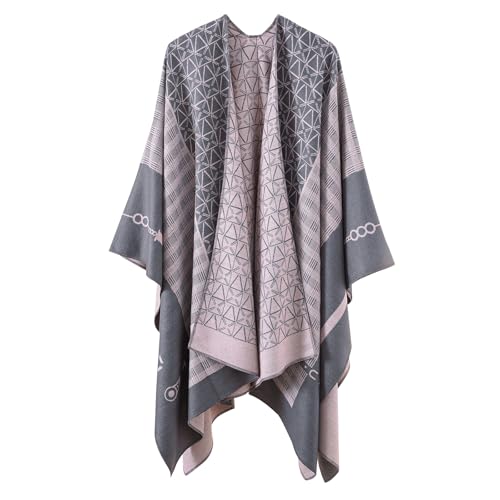 Zetieny Damen Poncho Schal Elegant Strick Decke Cape Retro Cardigan Herbst Winter Schals von Zetieny