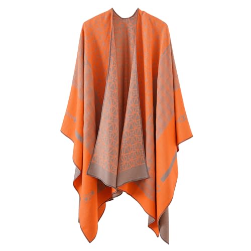 Zetieny Damen Poncho Schal Elegant Strick Decke Cape Retro Cardigan Herbst Winter Schals von Zetieny