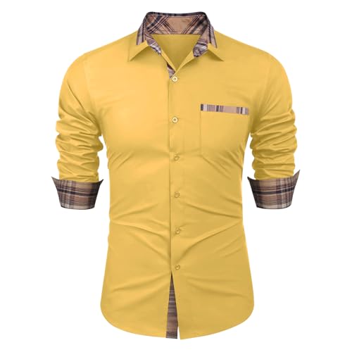 Zetieny Herren Hemd Regular Fit Langarm Herrenhemden Freizeithemd Regular Businesshemd Elastiscer Musterhemd von Zetieny