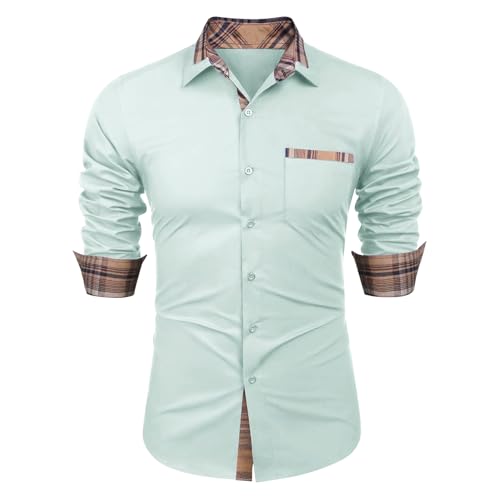Zetieny Herren Hemd Regular Fit Langarm Herrenhemden Freizeithemd Regular Businesshemd Elastiscer Musterhemd von Zetieny