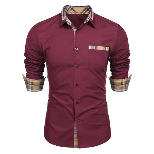 Zetieny Herren Hemd Regular Fit Langarm Herrenhemden Freizeithemd Regular Businesshemd Elastiscer Musterhemd von Zetieny