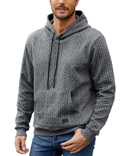 Zetieny Kapuzenpullover Herren Langarm Hoodie Herren Warm Pullover Freizeit Jacquard Hooded Männer Sweatshirt mit Taschen von Zetieny