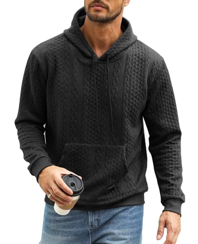 Zetieny Kapuzenpullover Herren Langarm Hoodie Herren Warm Pullover Freizeit Jacquard Hooded Männer Sweatshirt mit Taschen von Zetieny