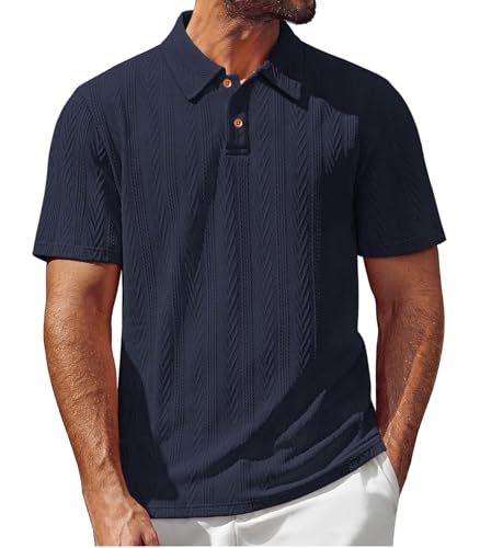Zetieny Herren Poloshirt Kurzarm Strick Polohemd Feinstrick Polo T-Shirt Männer Retro Golf Shirts Sommer Basic Shirt von Zetieny