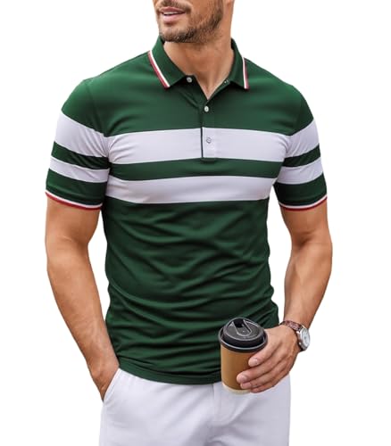 Zetieny Poloshirt Herren Kurzarm Kontrast Poloshirts Sommer Freizeit T-Shirt Polohemd von Zetieny