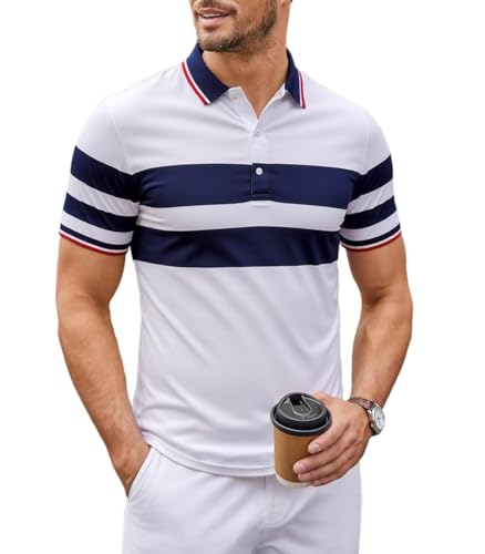 Zetieny Poloshirt Herren Kurzarm Kontrast Poloshirts Sommer Freizeit T-Shirt Polohemd von Zetieny