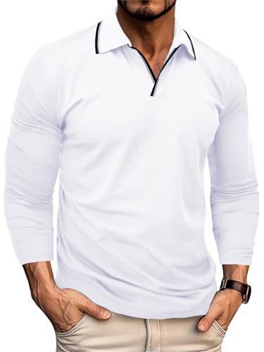 Zetieny Poloshirt Herren Langarm Klassische Trendiges Polo Langarmshirt Herren Freizeit Basic Golf T-Shirts von Zetieny