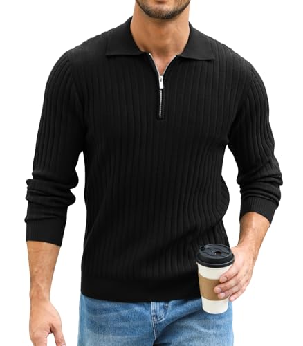 Zetieny Herren Pullover Half Zip Pullover Winter Warm Strickpullover Männer Rollkragenpullover Langarm Pulli Polo Sweater Zetieny Herren Pullover Half Zip Pullover Winter Warm Strickpullover Männer Rollkragenpullover Langarm Pulli Polo Sweater von Zetieny