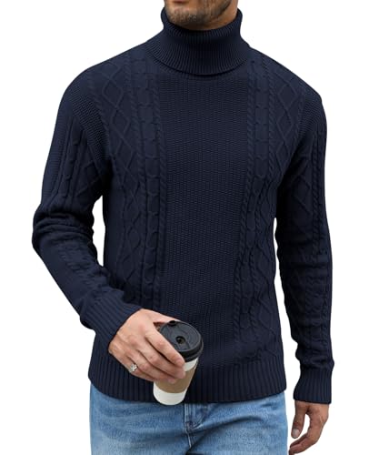 Zetieny Herren Pullover Rollkragenpullover Langarm Strickpullover Winterpullover Turtleneck Sweater Pulli Warm Slim fit von Zetieny