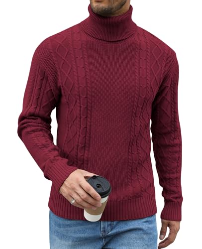 Zetieny Herren Pullover Rollkragenpullover Langarm Strickpullover Winterpullover Turtleneck Sweater Pulli Warm Slim fit von Zetieny